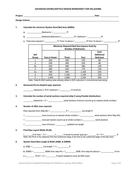 Advanced Enviro-Septic Design Example 4 Worksheet - Oklahoma