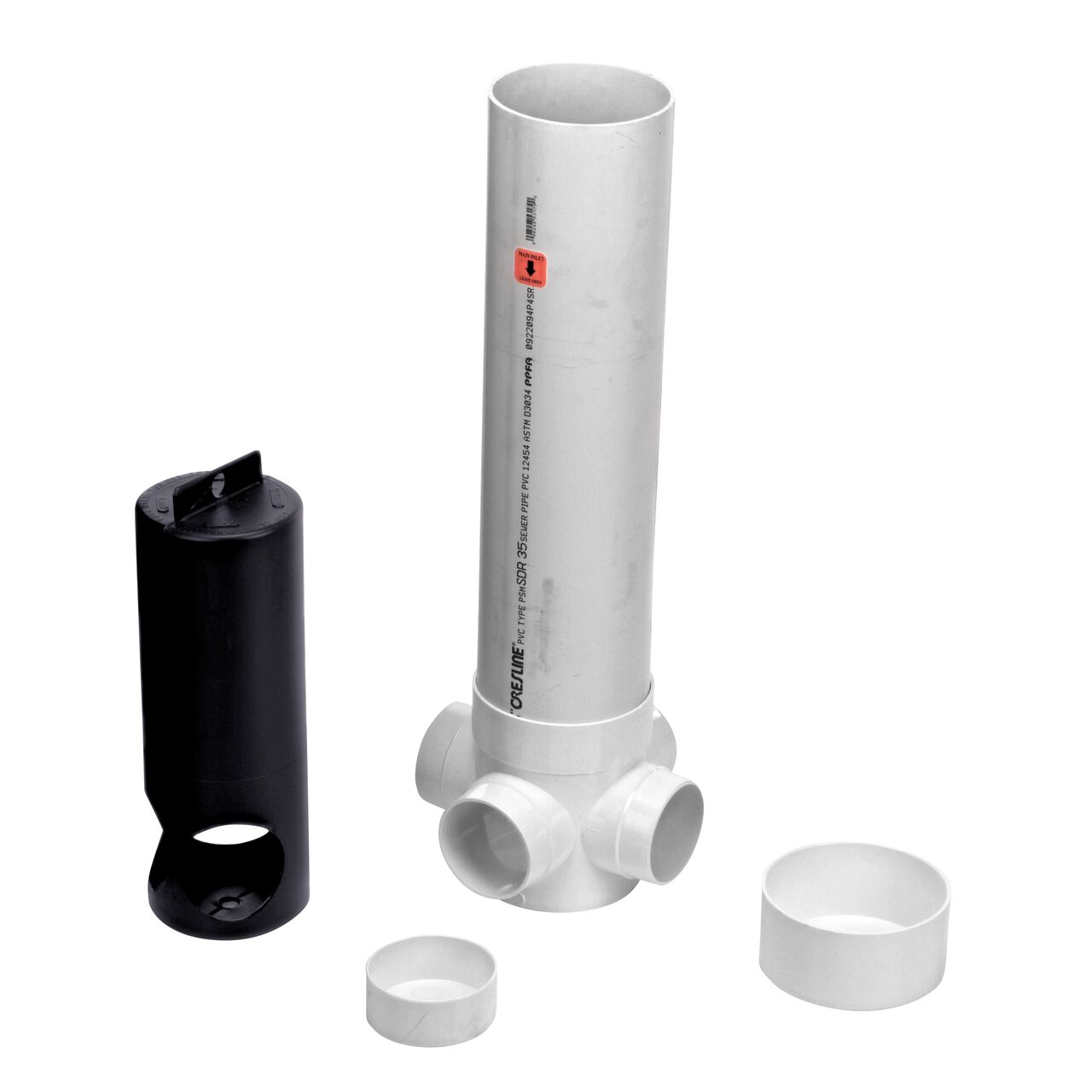 Diverter shield houses diverter stem and unwanted outlets can be sealed with caps on the NDS 4 in. PVC Diverter Valve in white (NDS 575P)