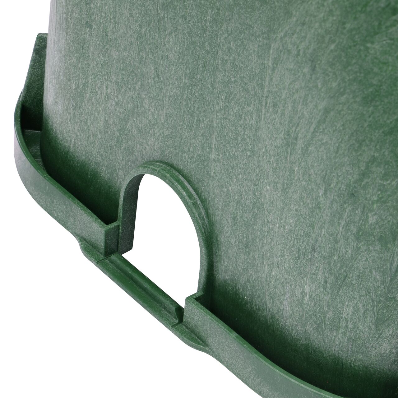 Closeup view of the pipe hole on the NDS Green plastic 14 X 19 in. Rectangular Standard Series Valve Box (NDS 114B)
