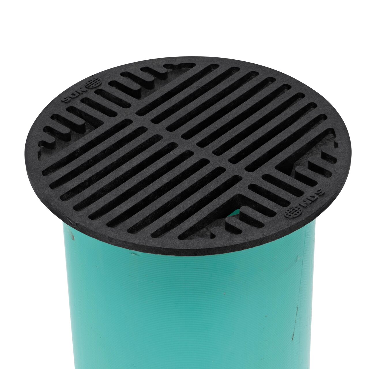 NDS 8 in. Round Grate installed on 6 in. Sewer and Drain Pipe (NDS 10*, NDS 10)