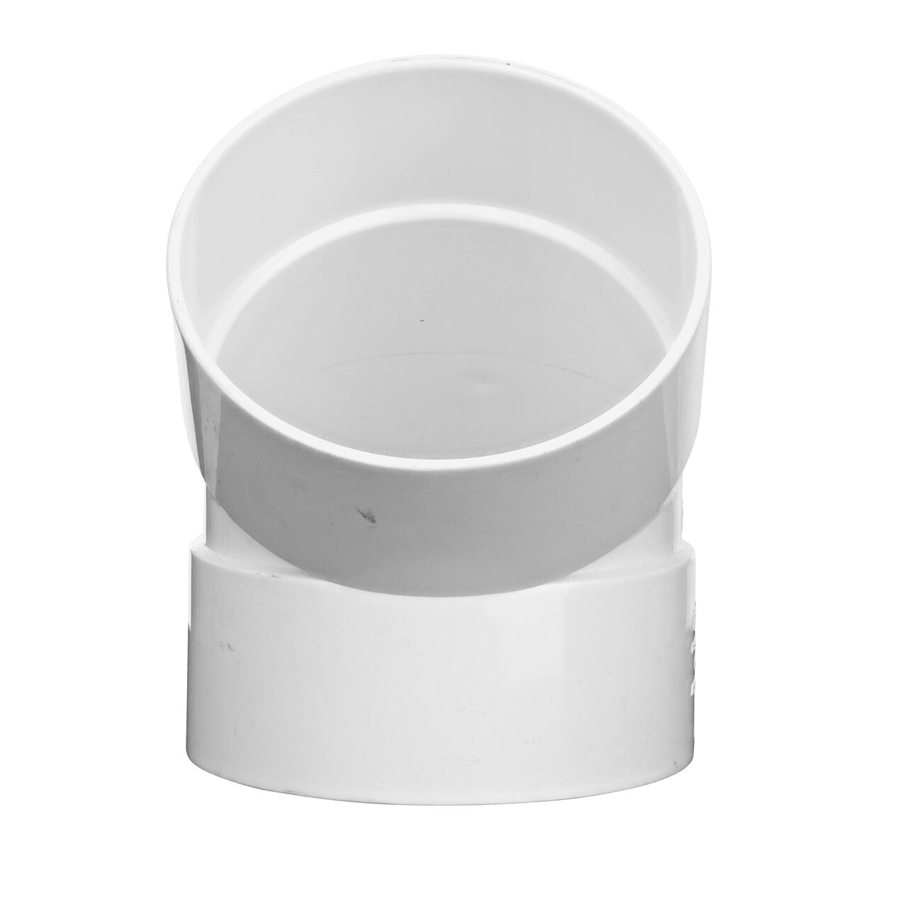 Vertical side view of the NDS 4 in. PVC Sewer and Drain 45° Elbow (NDS 4P03*, NDS 4P03)