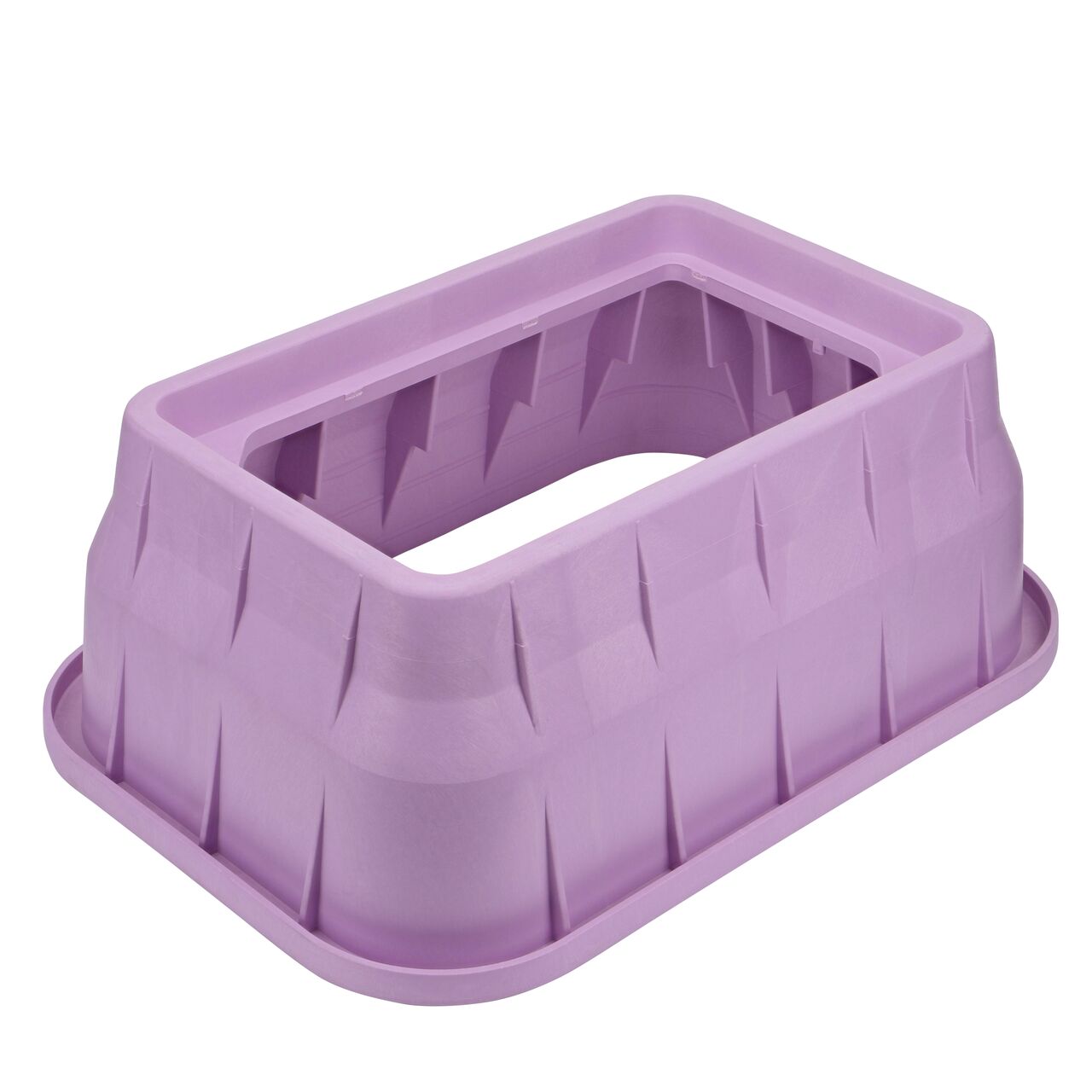 The durable Purple plastic 13 in. X 24 in. Rectangular Pro-Spec® Series Valve Box (NDS 322PBCBR) has a height of 12 in. and is engineered for superior strength with structural reinforcing ribs