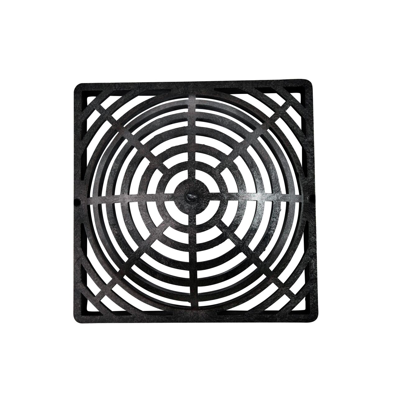 Alternate top down view of NDS 9 in. Square Atrium Catch Basin Drain Grate, Black Plastic (NDS 981)
