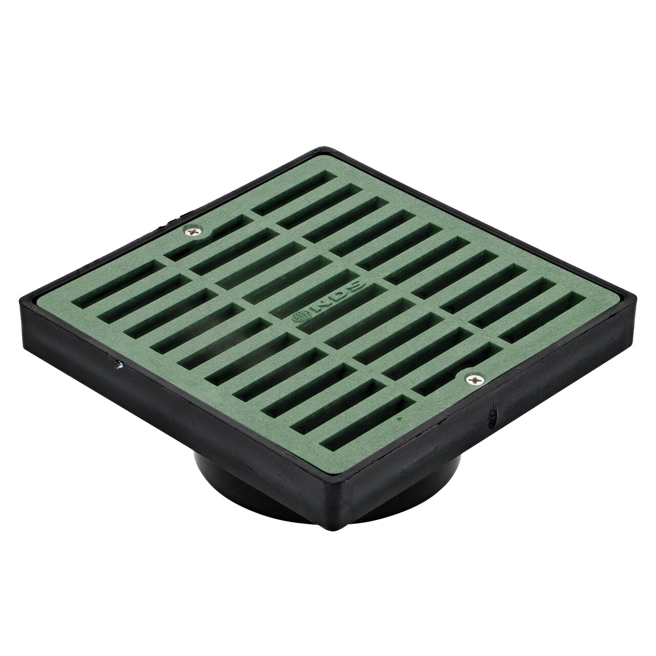 NDS 6 in. Square Grate with Low-Profile Adapter in Green Plastic (NDS 641)