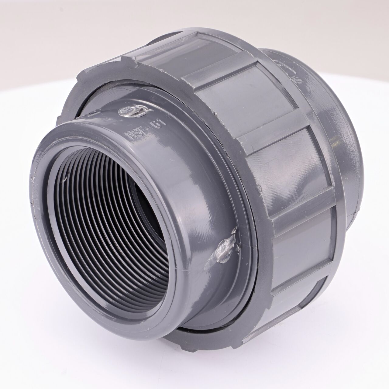 Use the NDS 2 in. PVC Union with threaded and slip connection ends for Schedule 80 pipes to make a leak-resistant connection between pipes without any glue necessary (NDS U-2000-ST)