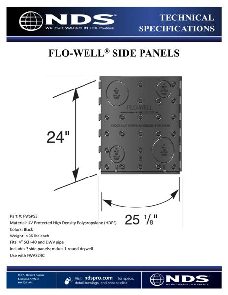 NDS Side Panels for Flo-Well® Stormwater Dry Well System Tech Spec