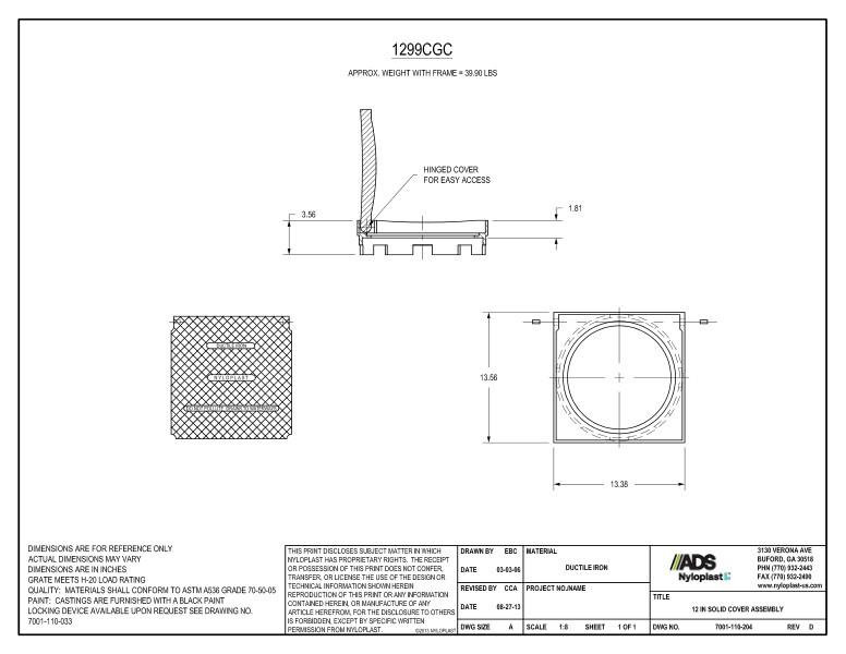 12" Solid Cover Assembly Nyloplast Detail