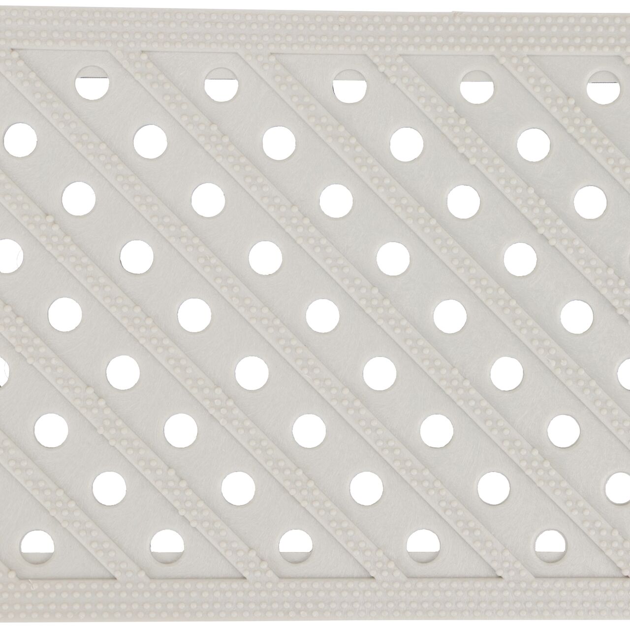 Top down view of the NDS 5 in. Pro Series Channel Drain Grate, Light Gray Plastic (NDS 826)