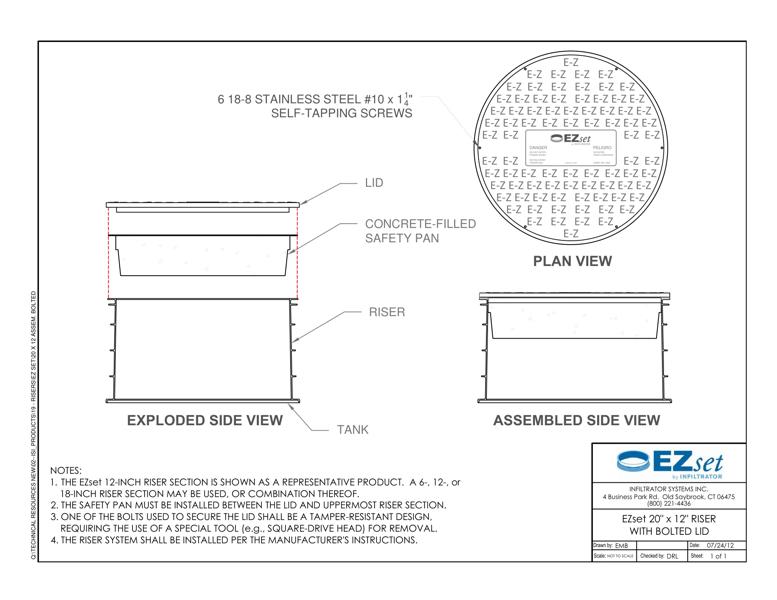 20" x 12" EZset Riser with Bolted Lid Standard Detail