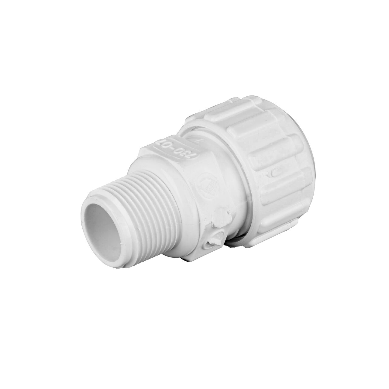Threaded MPT connection end on the NDS 3/4 in. Flo-Lock™ Gripper Adapter (NDS 730-07)