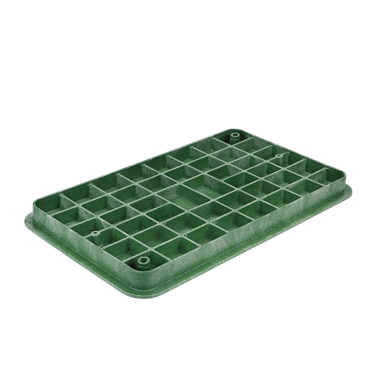 Bottom view of the reinforced ribs on the NDS 17 in. X 30 in. Green Sewer cover (NDS 323CS) that fits the NDS 17 in. X 30 in. Pro-Spec® Series Valve Box