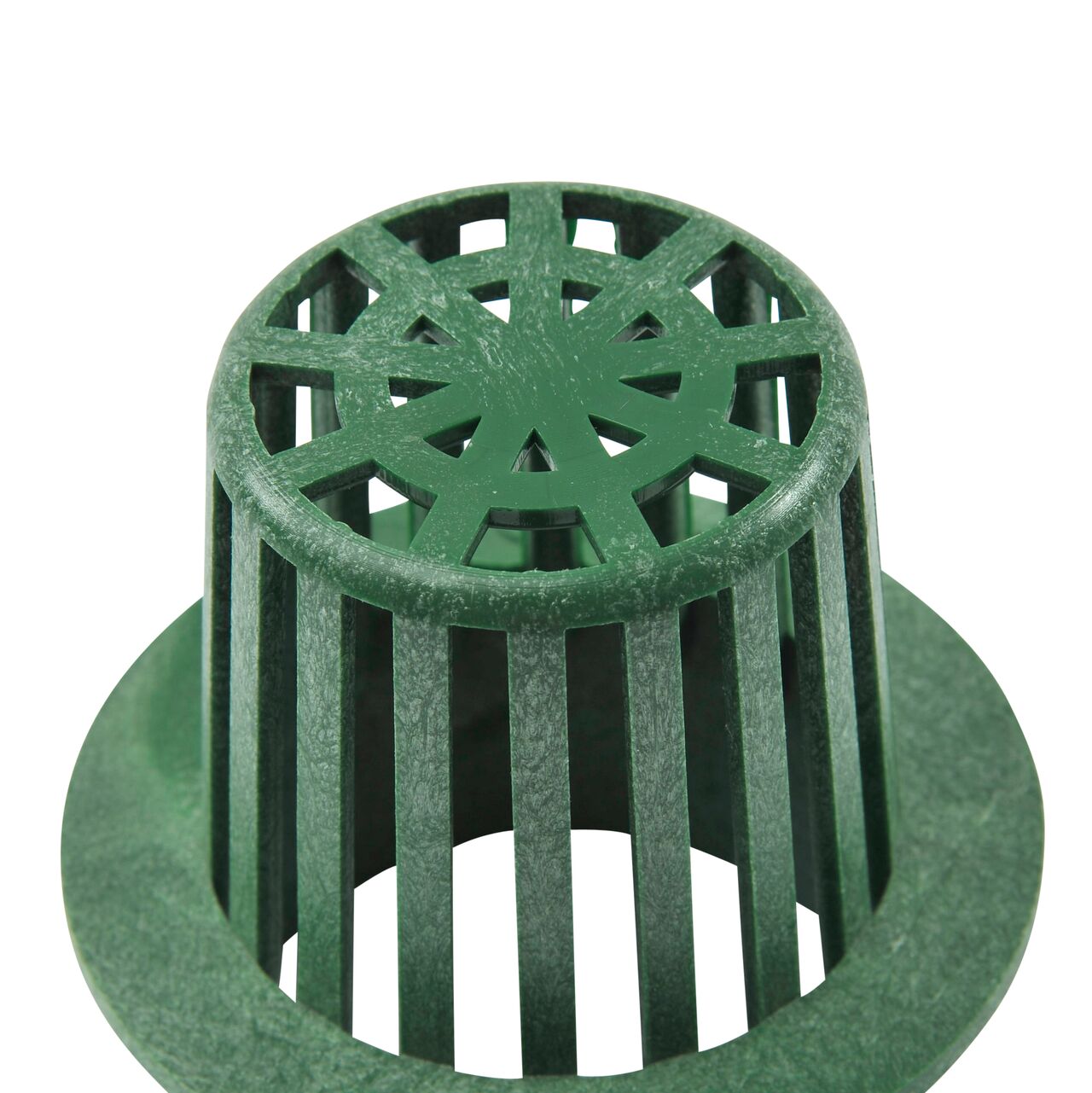 Closeup of the grate design on the NDS 3 in. Atrium Grate made of green plastic (NDS 70*, NDS 70)