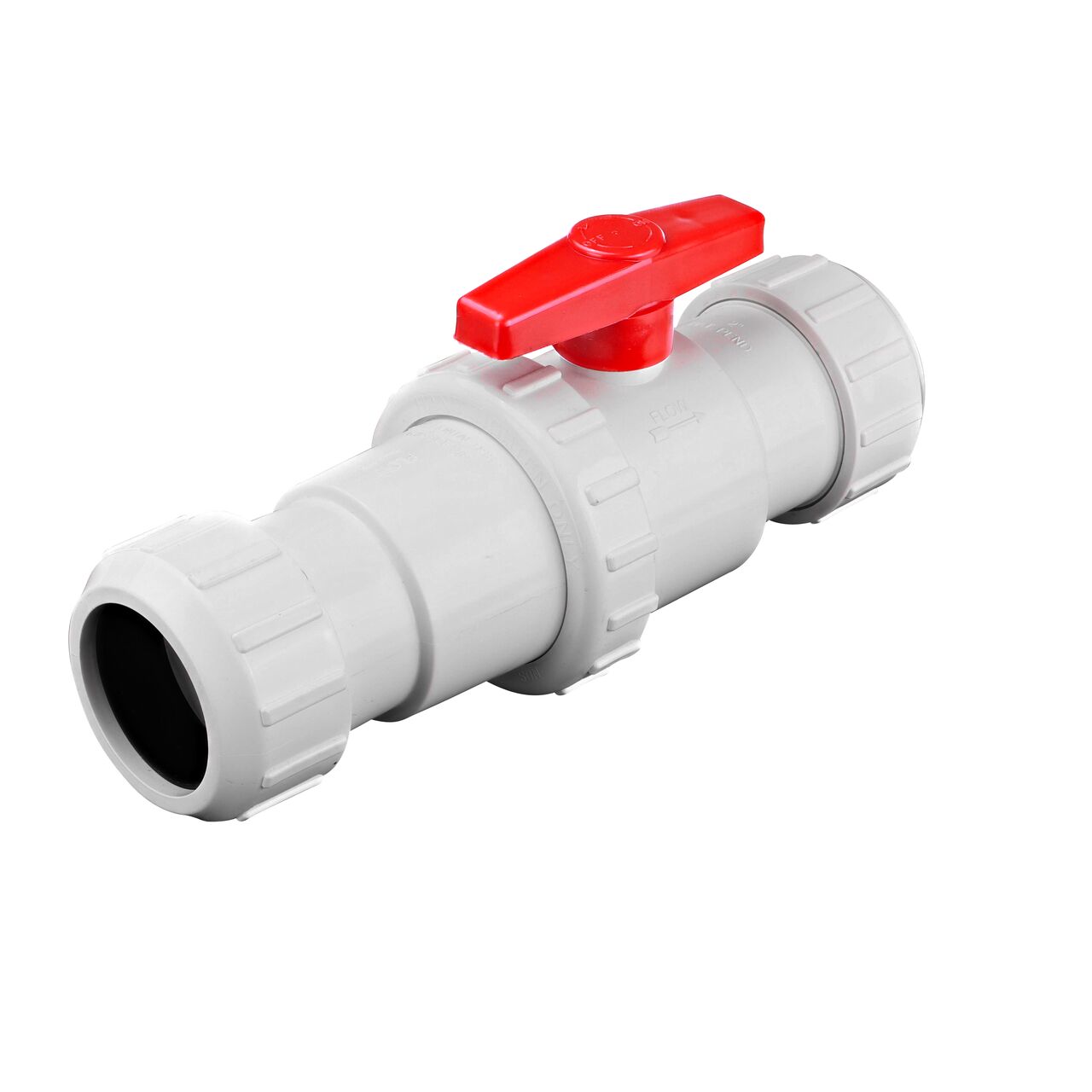 Inlet end of the NDS White 2 in, IPS UC X UC Checkmate PVC Swing Check and Ball Valve Combination (NDS 2200-20UC)