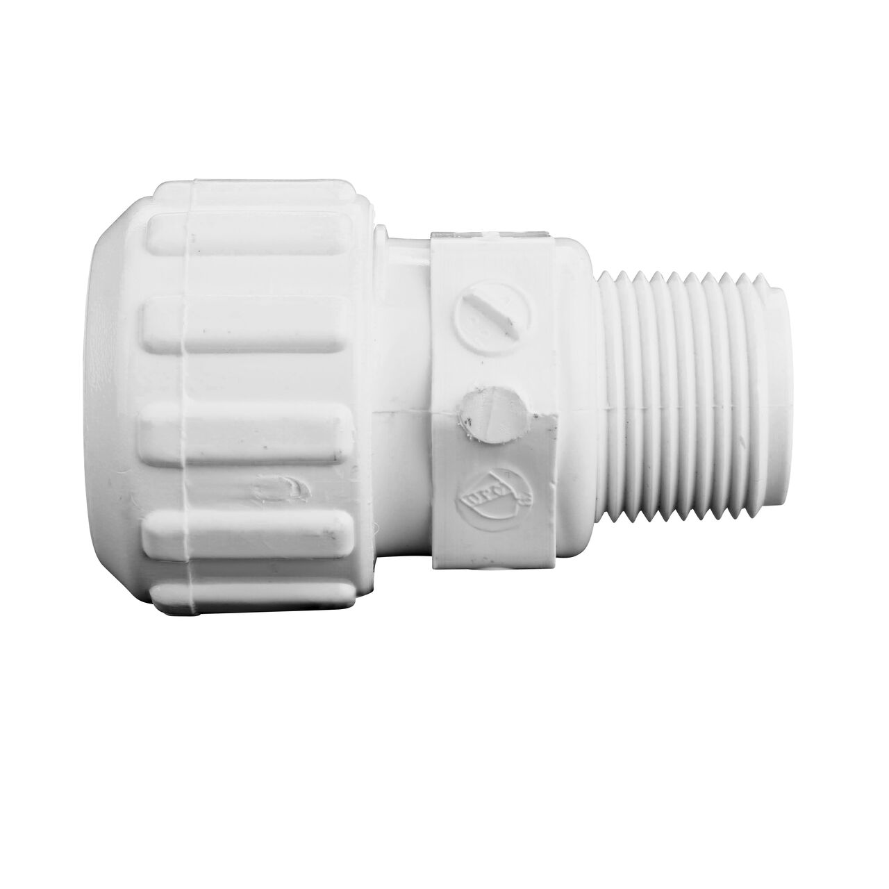 Side View of the NDS 3/4 in. Flo-Lock™ Gripper Adapter which transports water through pipes