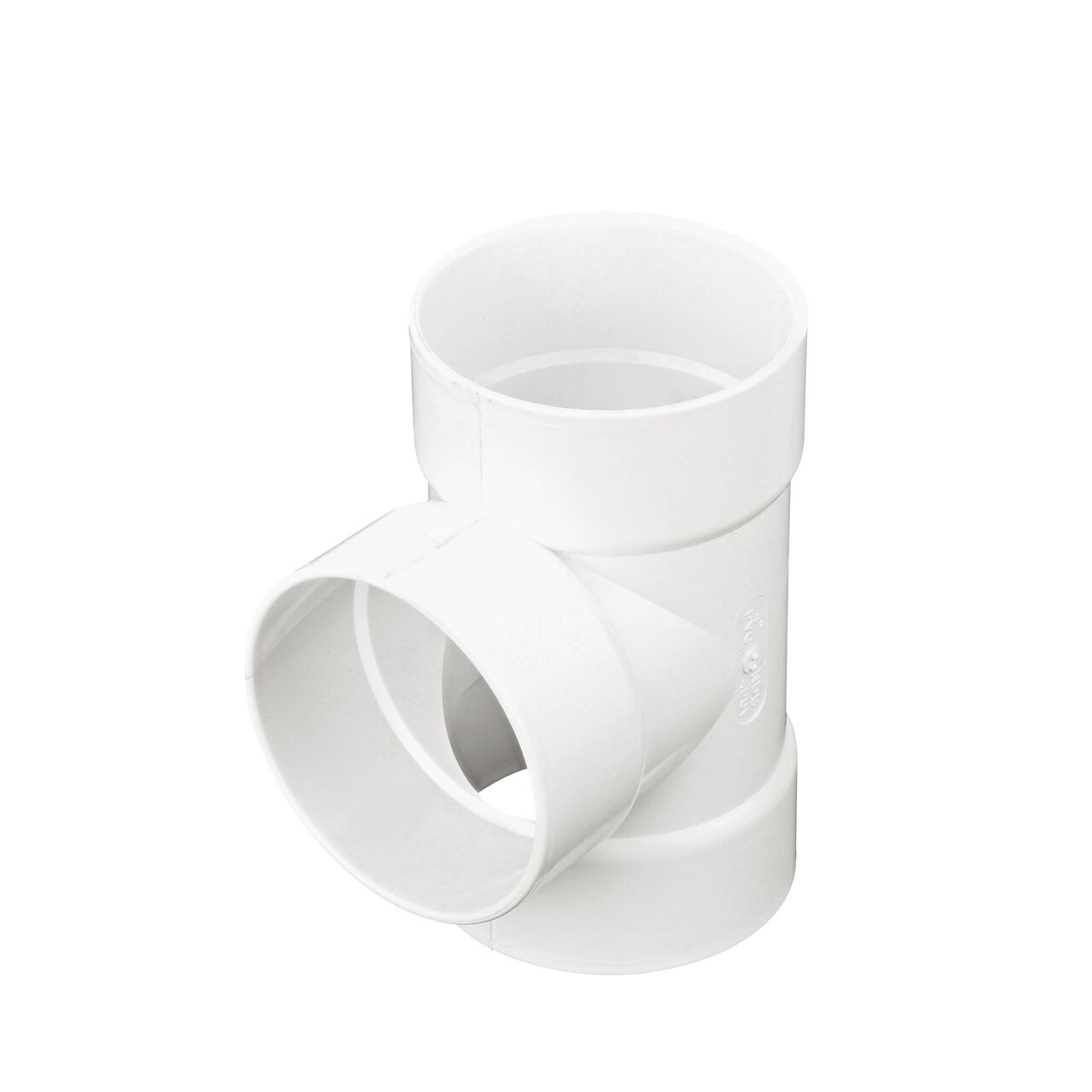 PVC tee for 4 in. Sewer and Drain pipes, Hub X Hub X Hub connection (NDS 4P01*, NDS 4P01)