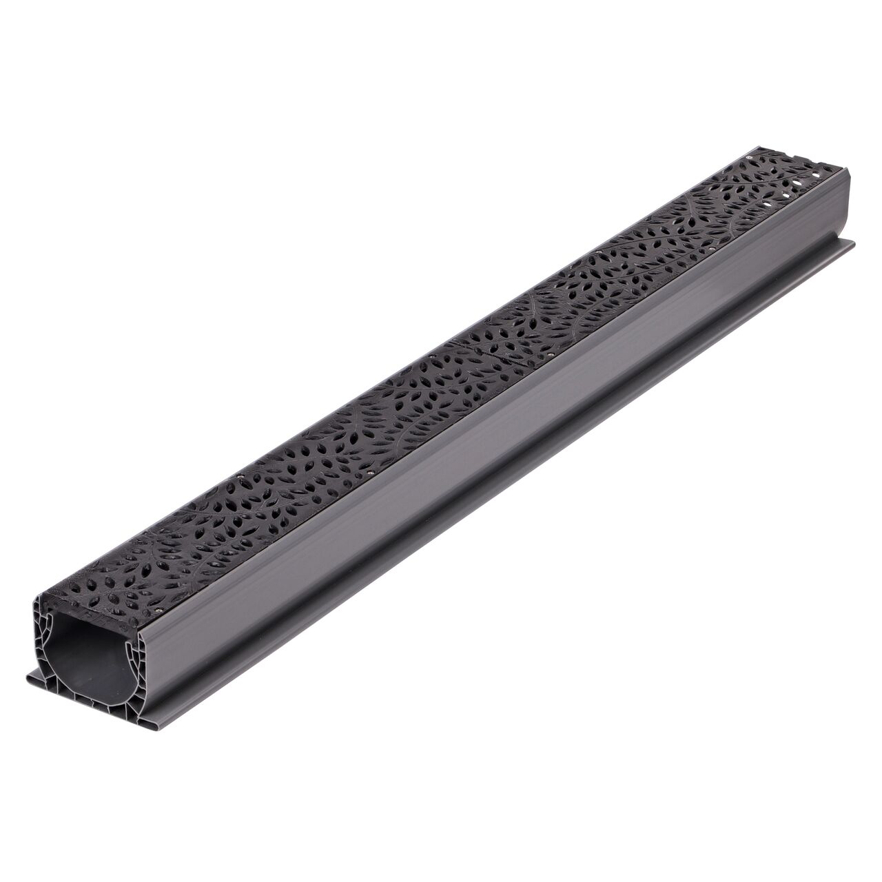 NDS Spee-D® Channel Drain Grate in Cast Iron Decorative Botanical Design (NDS 252CI) installed on Spee-D Channel Drain