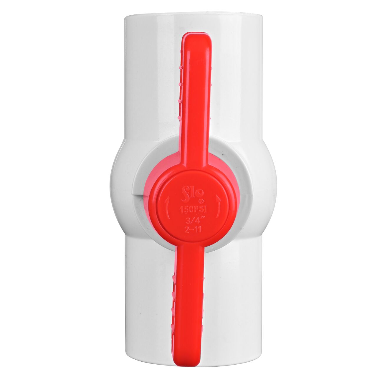 A closeup of the NDS CTS Ball Valve shows that the product can withstand 150 PSI and fits CTS pipes in an irrigation or other pressurized system  (NDS E1310-07)