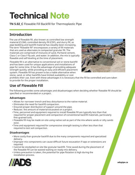 TN 5.02_C Flowable Fill Backfill for Thermoplastic Pipe
