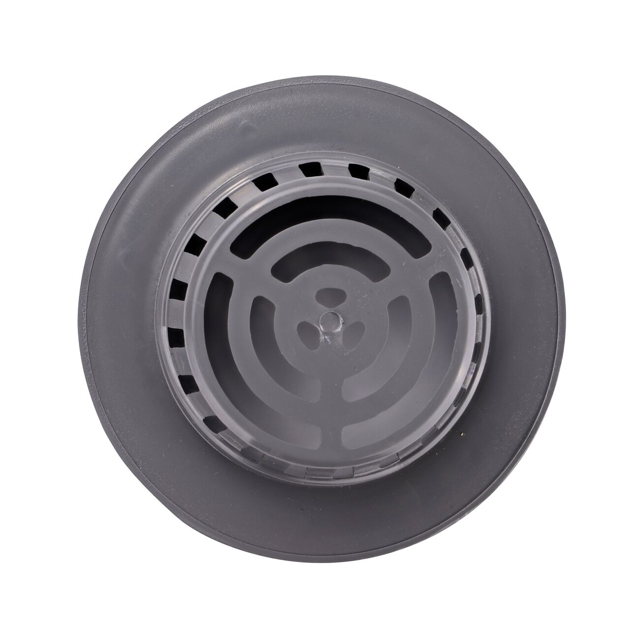 Top down view of the NDS Spee-D® Channel Drain Bottom Outlet showing grate design (NDS 2350)