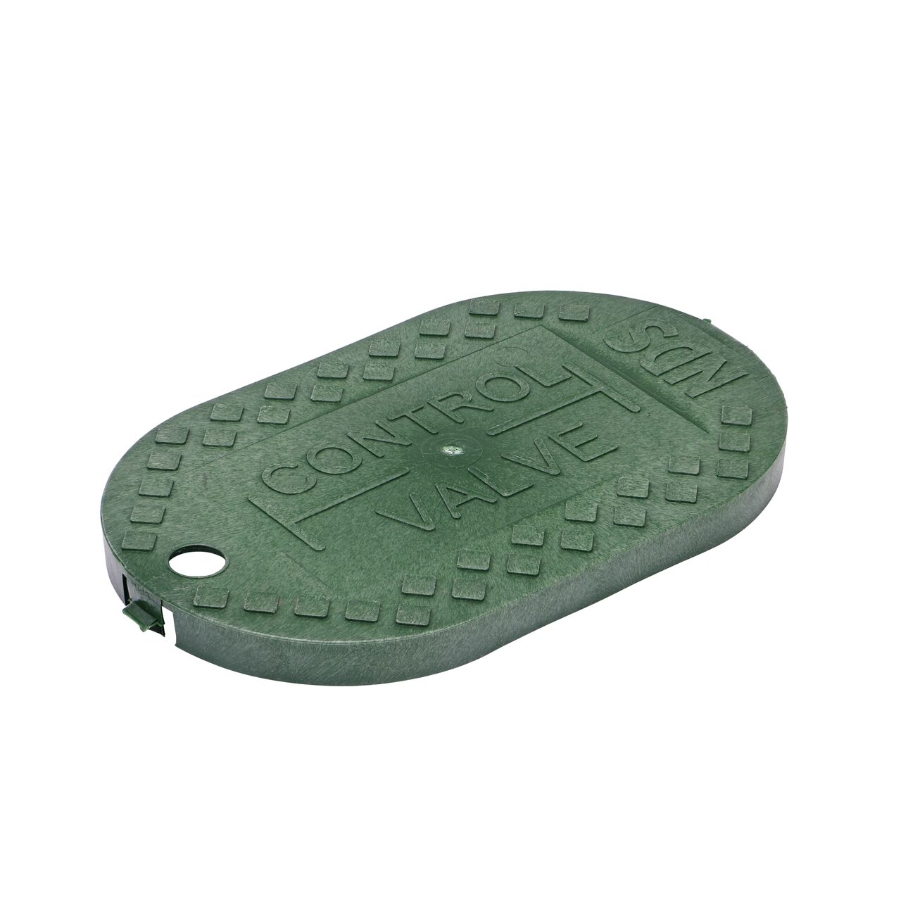 This NDS 8 in. X 12 in. Oval Standard Series Valve Box Cover is a Green Cover with Control Valve markings on the lid (NDS M2-SG-LID) and fits NDS standard series 8 in. X 12 in. oval valve boxes