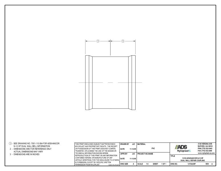 12" HP Repair Coupling Nyloplast Detail