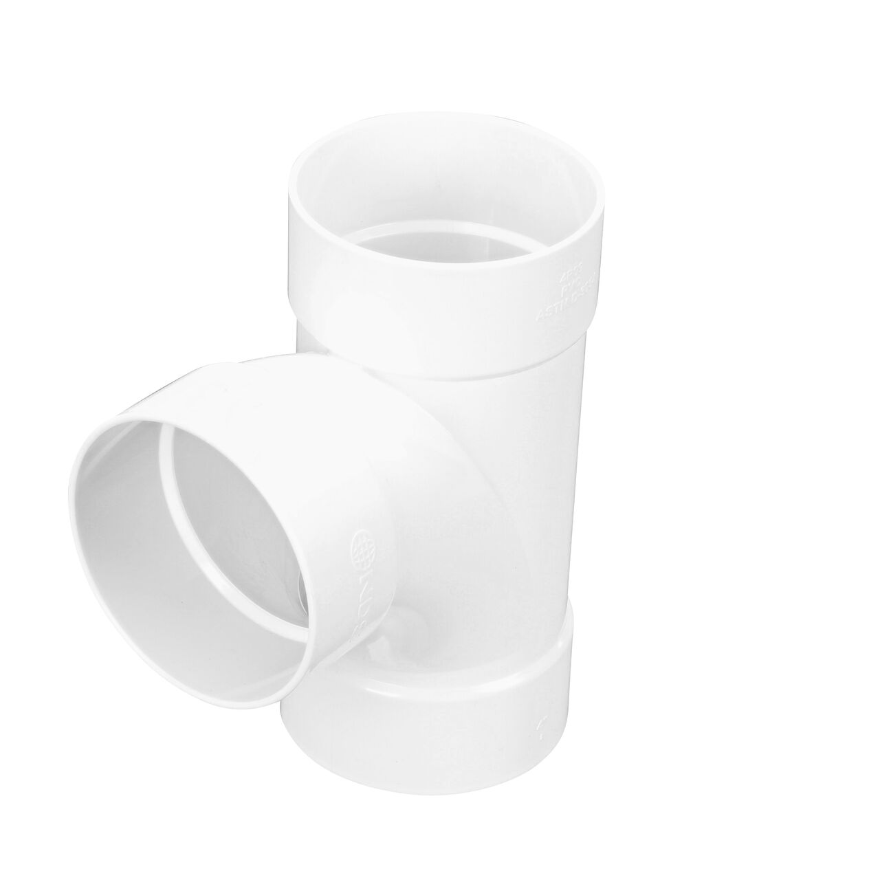 PVC sanitary tee for 4 in. Sewer and Drain pipes, Hub X Hub X Hub connection (NDS 4P09C*, NDS 4P09*, NDS 4P09)