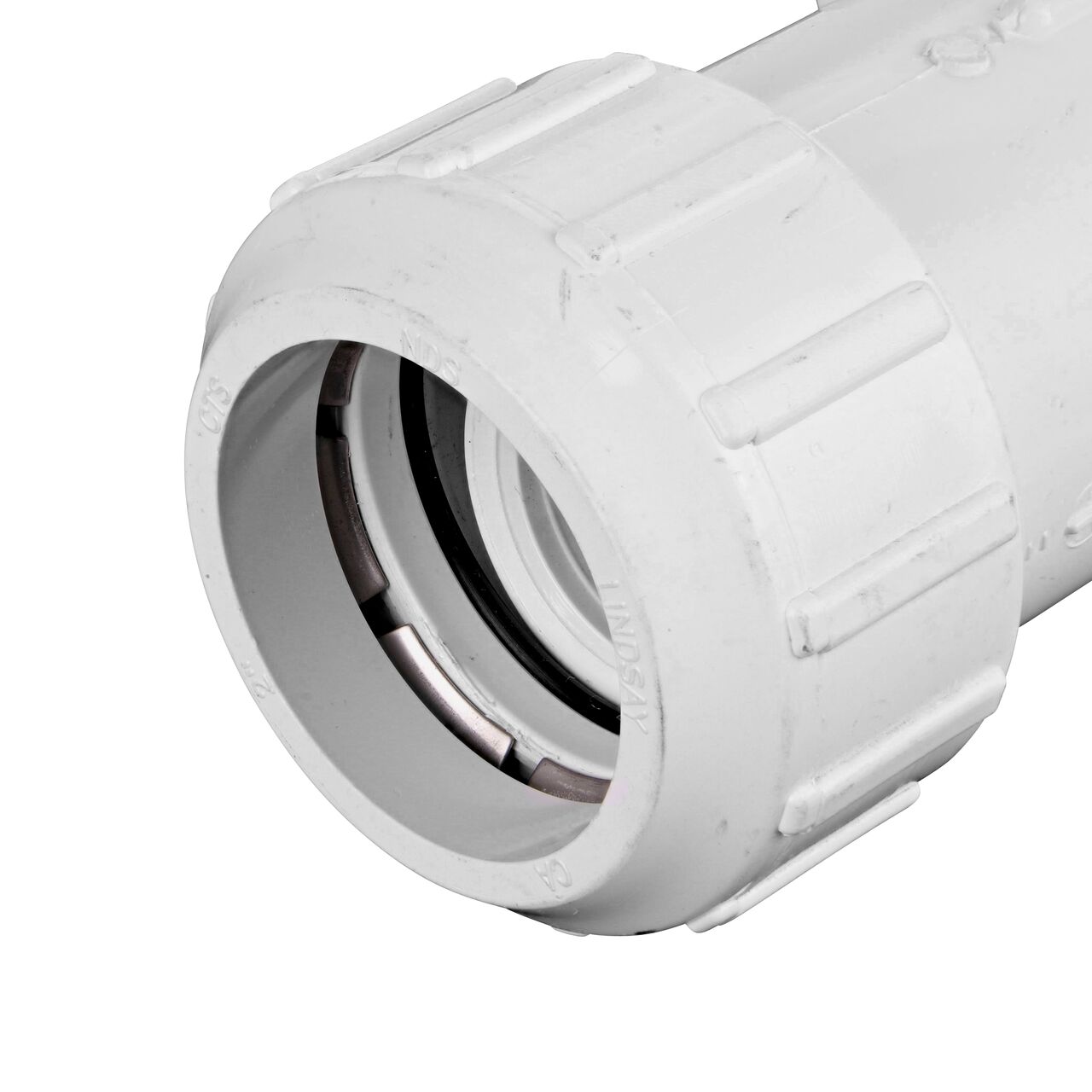 Closeup of the inlet side of the NDS 2 in. Flo-Lock Gripper Coupling (NDS 710-20)