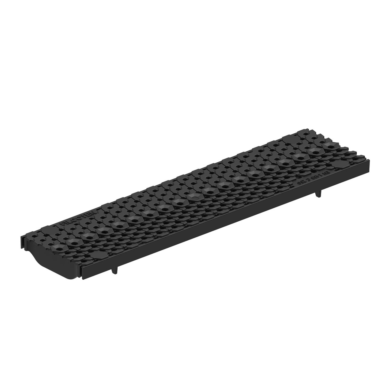Two class C COMBee design plastic BG-FILCOTEN® 100 Trench Drain Grate (NDS 17010402) fits on one BG-FILCOTEN® 100 Trench Channel Drain