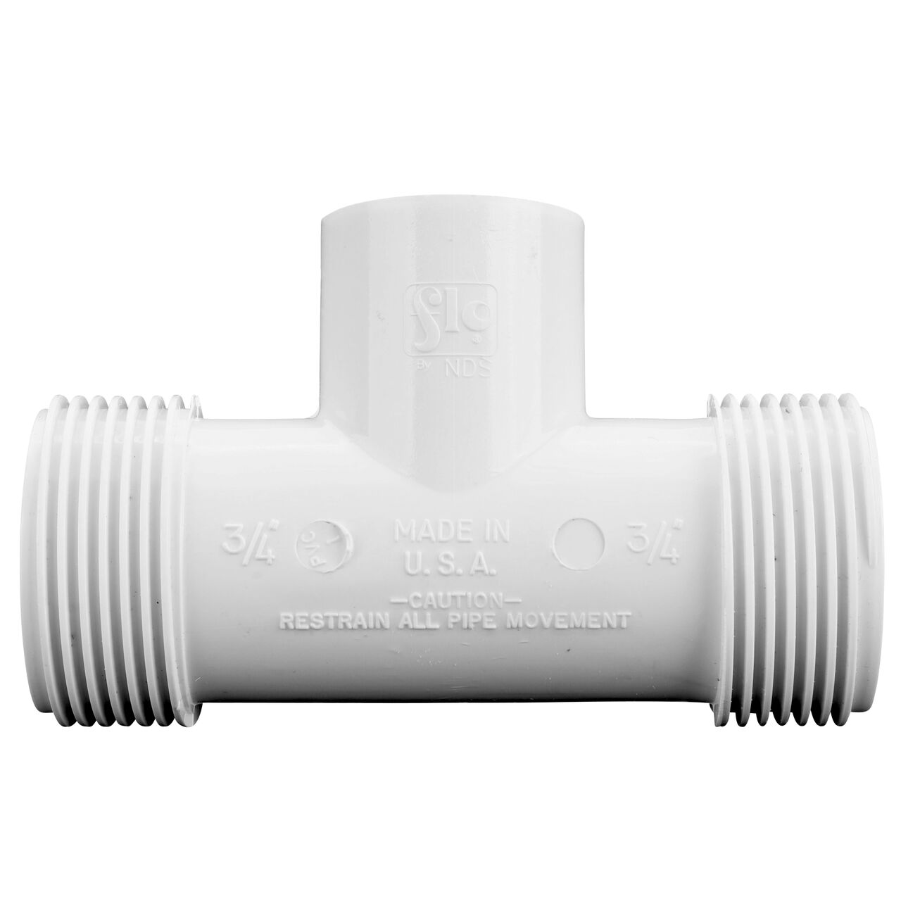 The NDS PVC Threaded Tees has adjustable nut on each compression end that tighten and secure to pipes (NDS CPT-0750-T)