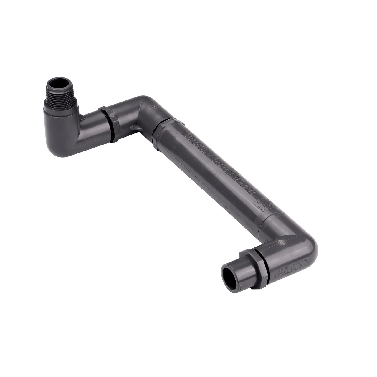 NDS PVC Triple Swing Joints Assembly, Sch. 80 3/4 in. spigot X 3/4 in. MPT has two swivel joints to position the sprinkler, one swivel joint on the other end to connect to the pipe ideal for subsurface irrigation and sprinkler applications (NDS TSA-0750-ST)
