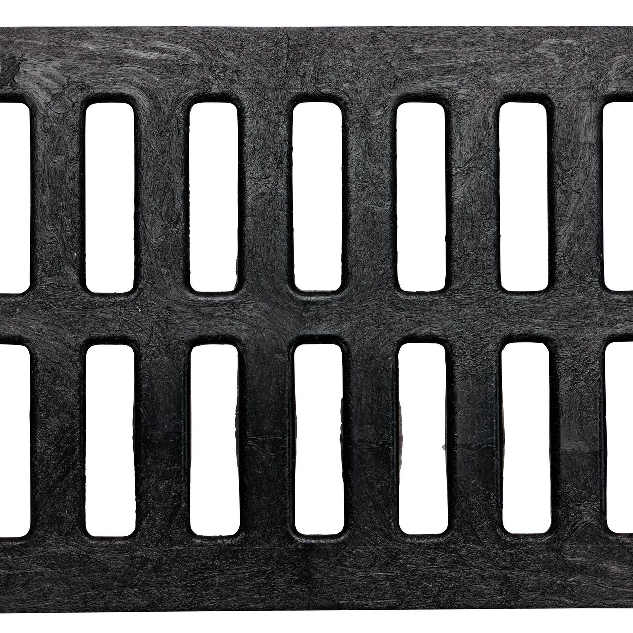 Top down view of the Black Plastic Mini Channel™ Drain Grate (NDS 543)
