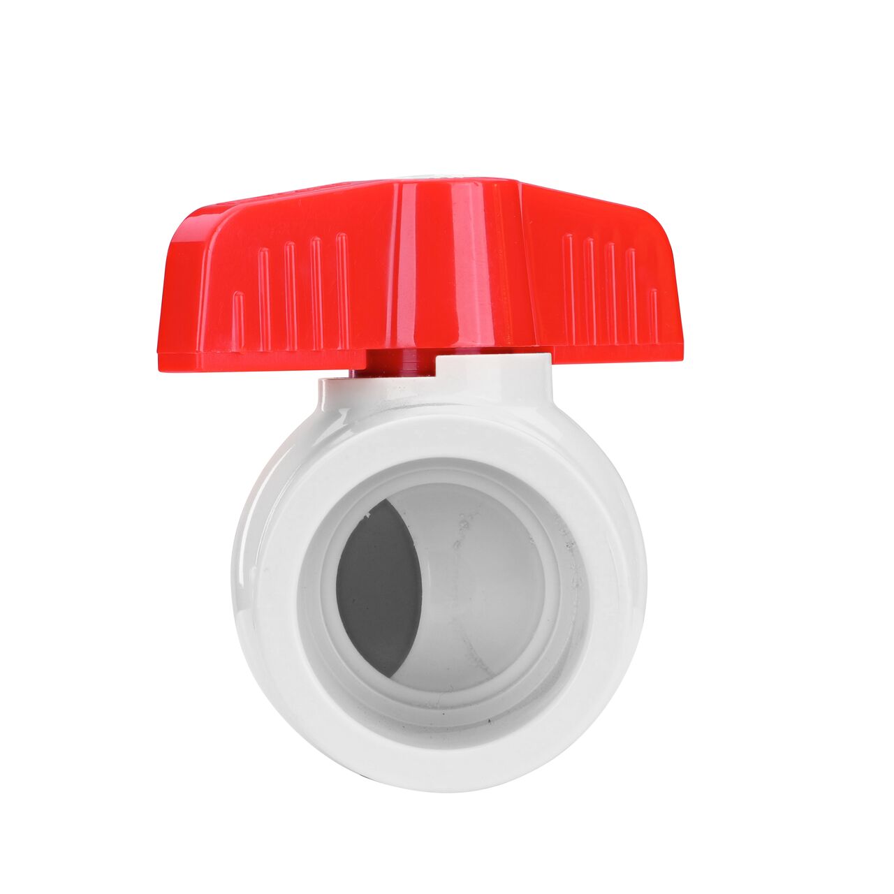 Rotate the handle to easily open or close the valve ball that controls water flow on the NDS 1-1/2 in. CPVC CTS Ball Valve (NDS C1310-15)