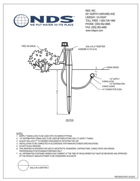 NDS Dial-A-Flo™ Non-Pressure Compensating Emitters 2 Installation Detail