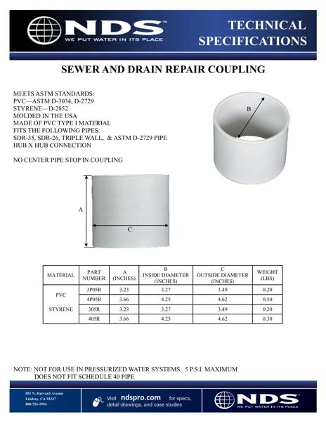 NDS S&D Slip Repair Couplings