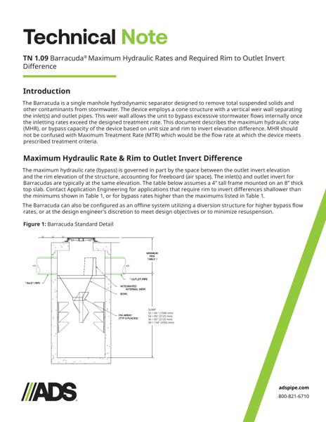 TN 1.09 Barracuda Max Hydraulic Rate and Rim-Outlet Elevations 