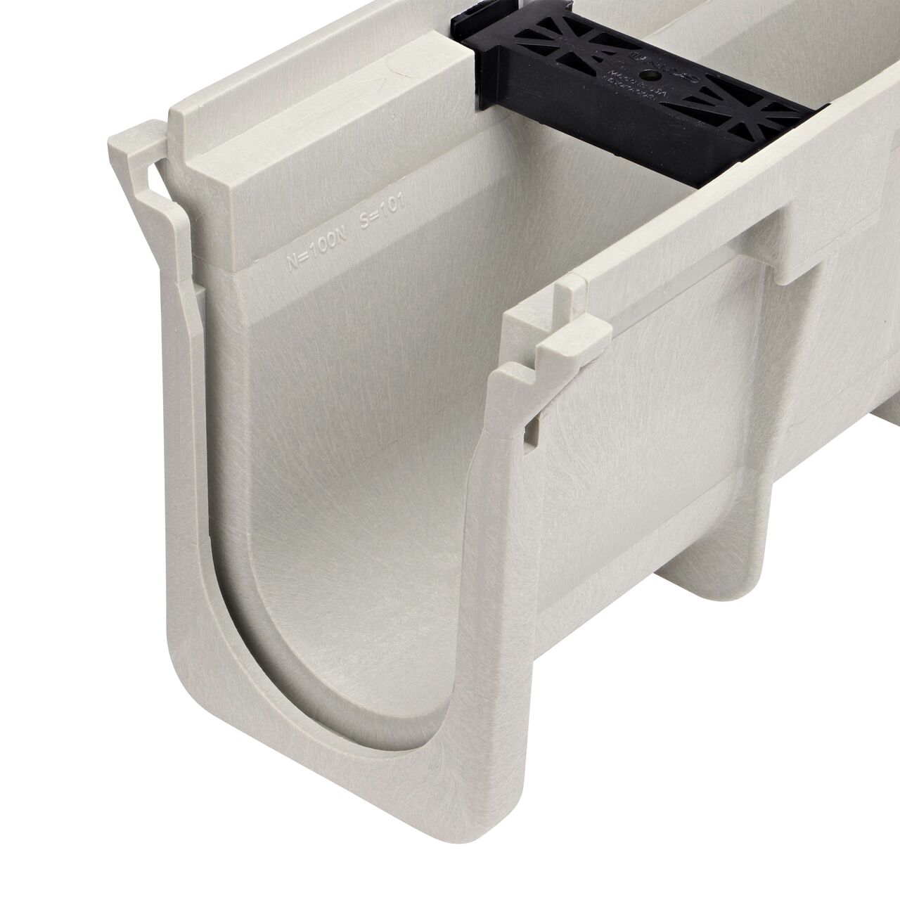 Closeup view of the Dura Slope Channel, 7.36 in. to 7.69 in. Deep, with groove joints facing camera (NDS DS-101)