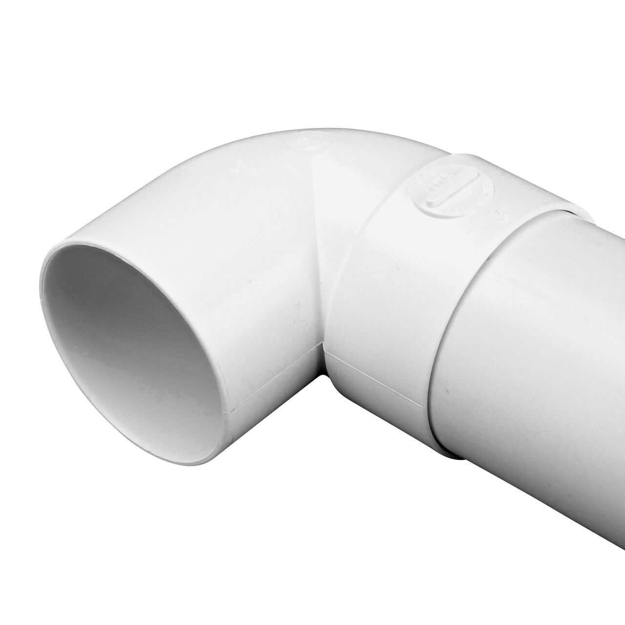 The NDS 3 in. PVC 90° street elbow connects to sewer and drain pipe on one end and a 3 in. S&D fitting (NDS 3P02) on the other end which then can connect to another S&D pipe (NDS LP3403)