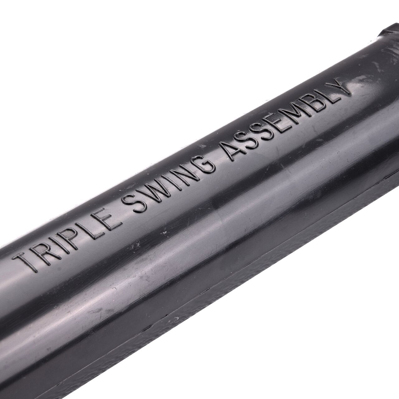 Closeup view of the NDS PVC Triple Swing Joints Assembly, Sch. 80 1 in. spigot X 1 in. MPT for subsurface irrigation and sprinkler applications is clearly marked and offers flexibility that protects pipelines from damage (NDS TSA-1000-ST)