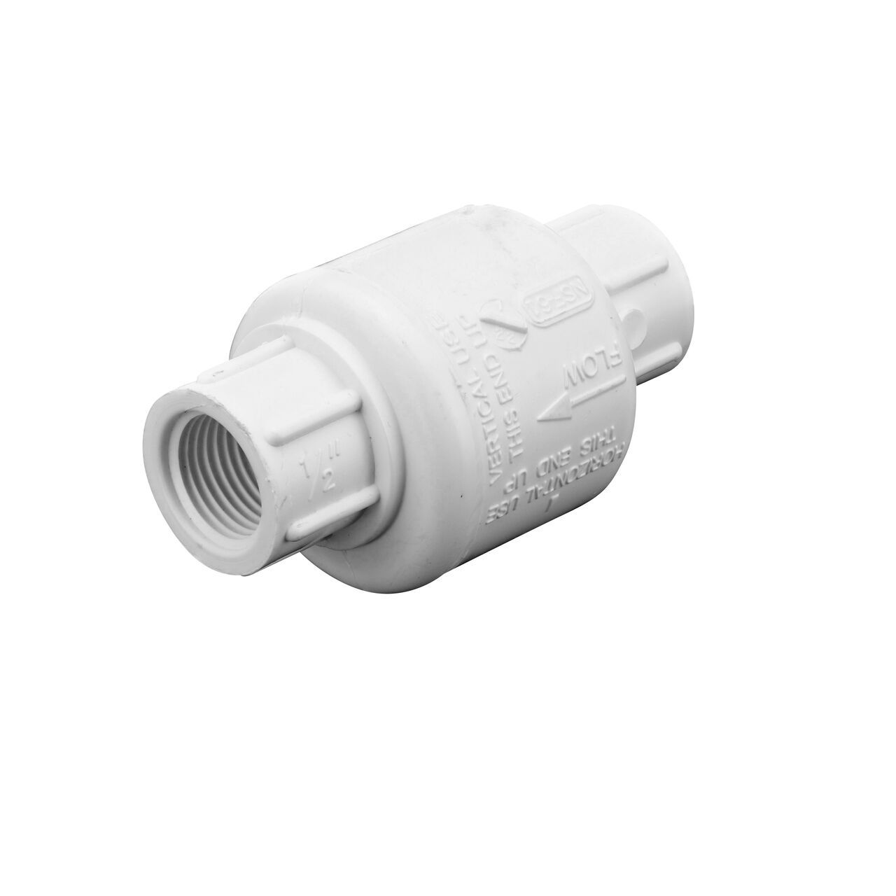 Alternate direction of the NDS White 1/2 in. female end by female end PVC Swing Check Valve (NDS 1520-05F)