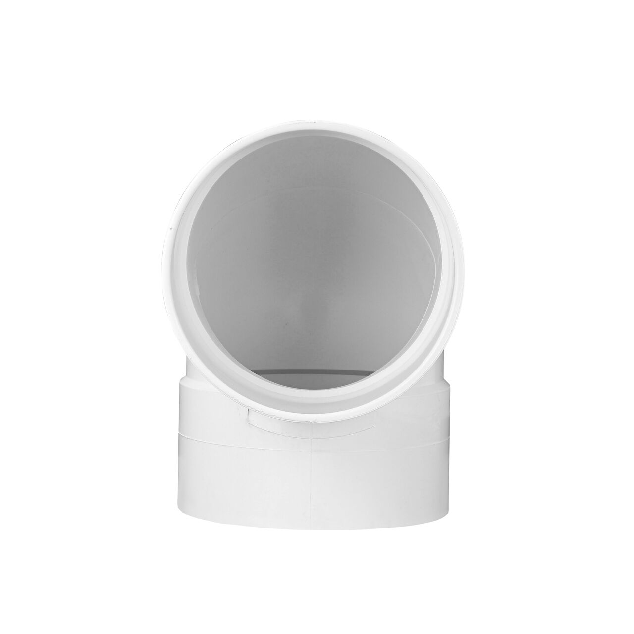 Front view of one hub connection point on the NDS PVC 90° elbow, connects 8 in. Sewer and Drain pipes, Hub X Hub (NDS 8P02)