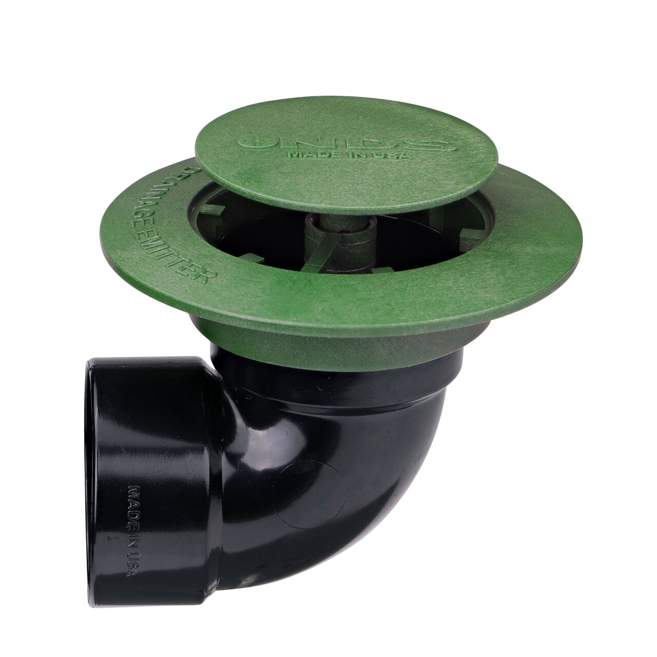 The 3 in. Pop-Up Drainage Emitter with Elbow (NDS 321) spring-loaded cap pops up as high as 1 in.
