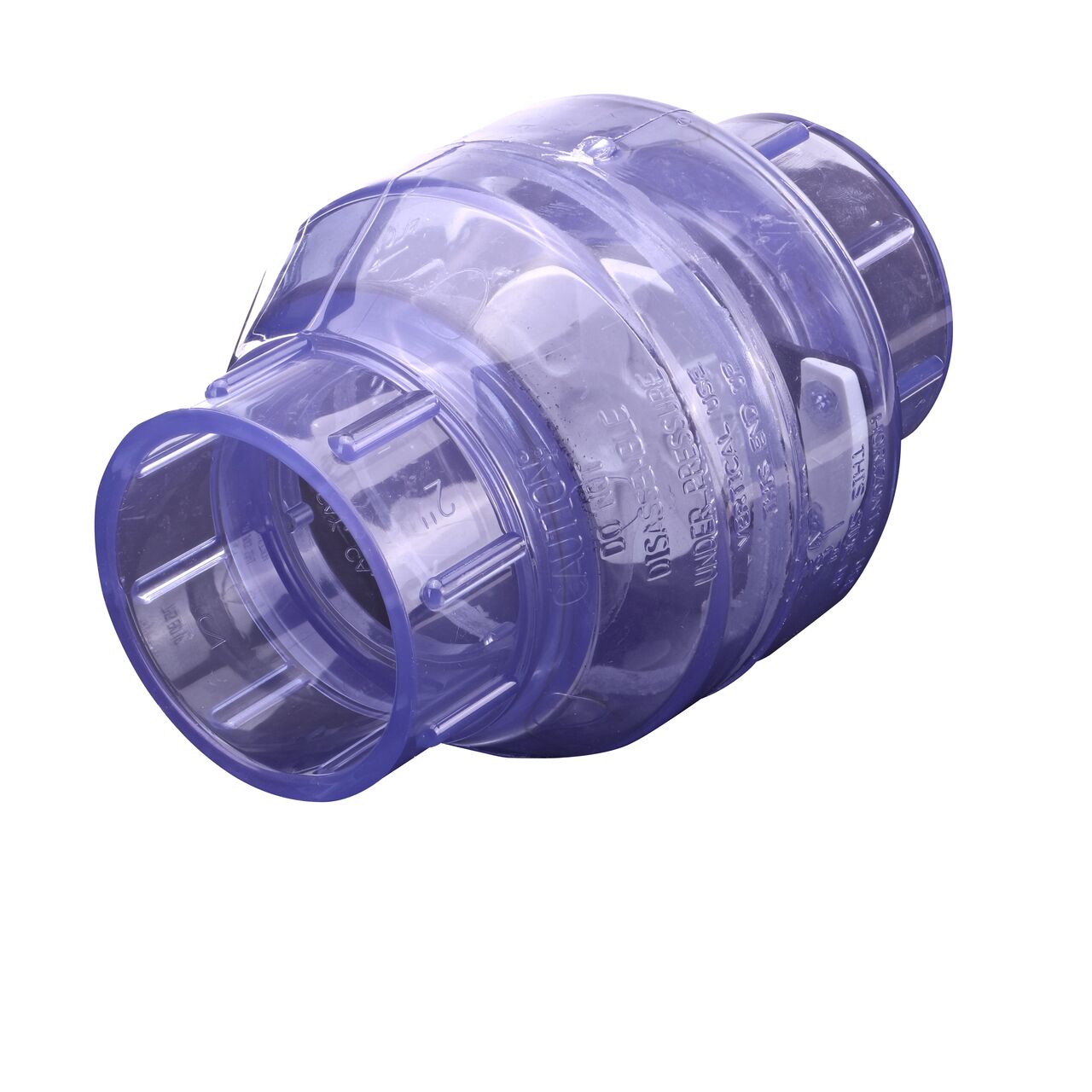 NDS Clear 2 in. slip end by slip end leak-resistant PVC Swing Check Valve (NDS 1520C20) conveys water one-way through pipe and prevents backflow