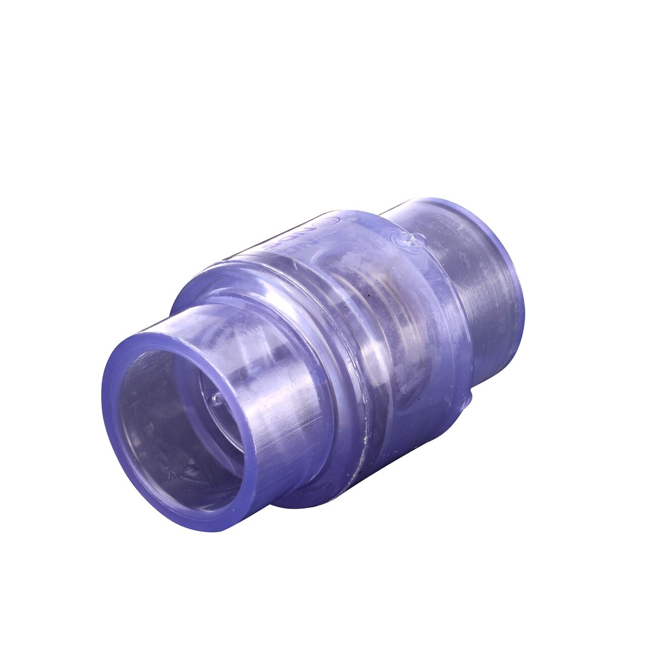View of the 1-1/4 inch spigot end of the NDS PVC Air Check Valve with a 1 in. slip end by 1-1/4 spigot end (NDS 1050C10)
