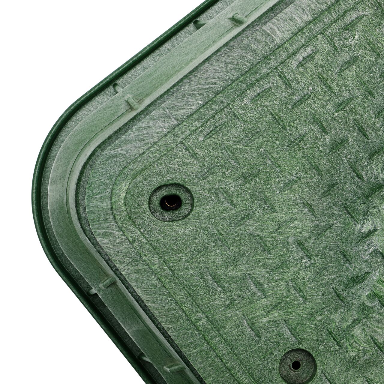 Closeup view of the inside reinforced edges on the NDS 17 in. X 30 in. Rectangular Pro-Spec® Series Valve Box and Cover (NDS 326BCB)
