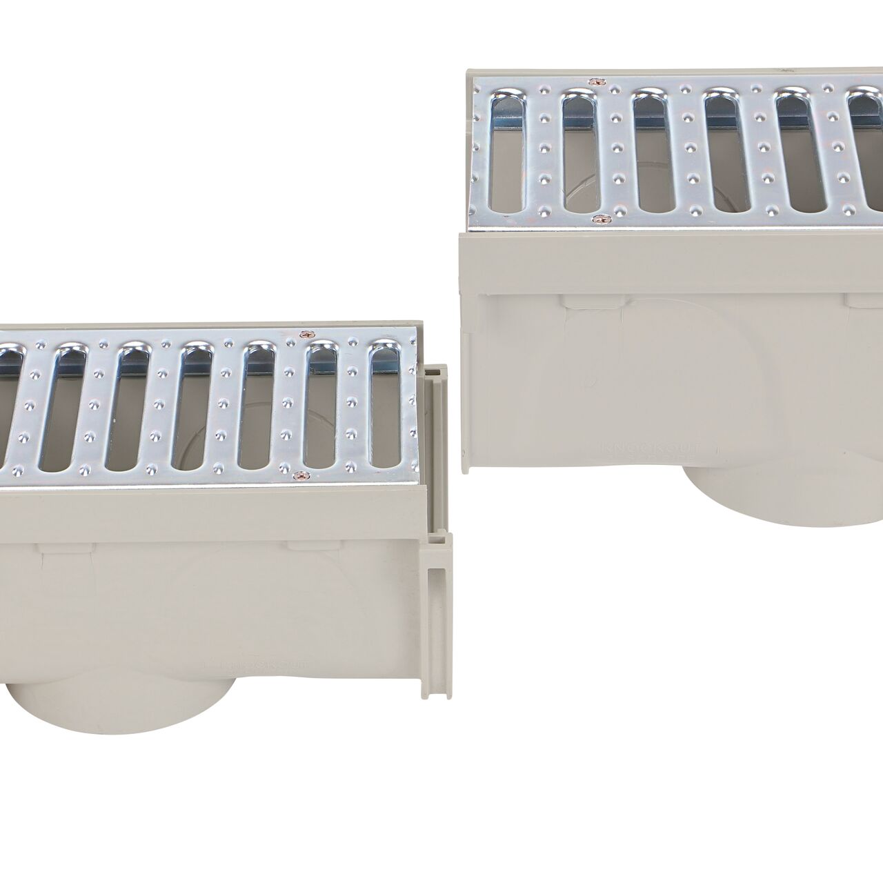 To connect ends using the interlocking joints, raise one above the other on the NDS Steel Grate 5 in. Pro Series Channel Drain Kit (NDS 864GMTL)
