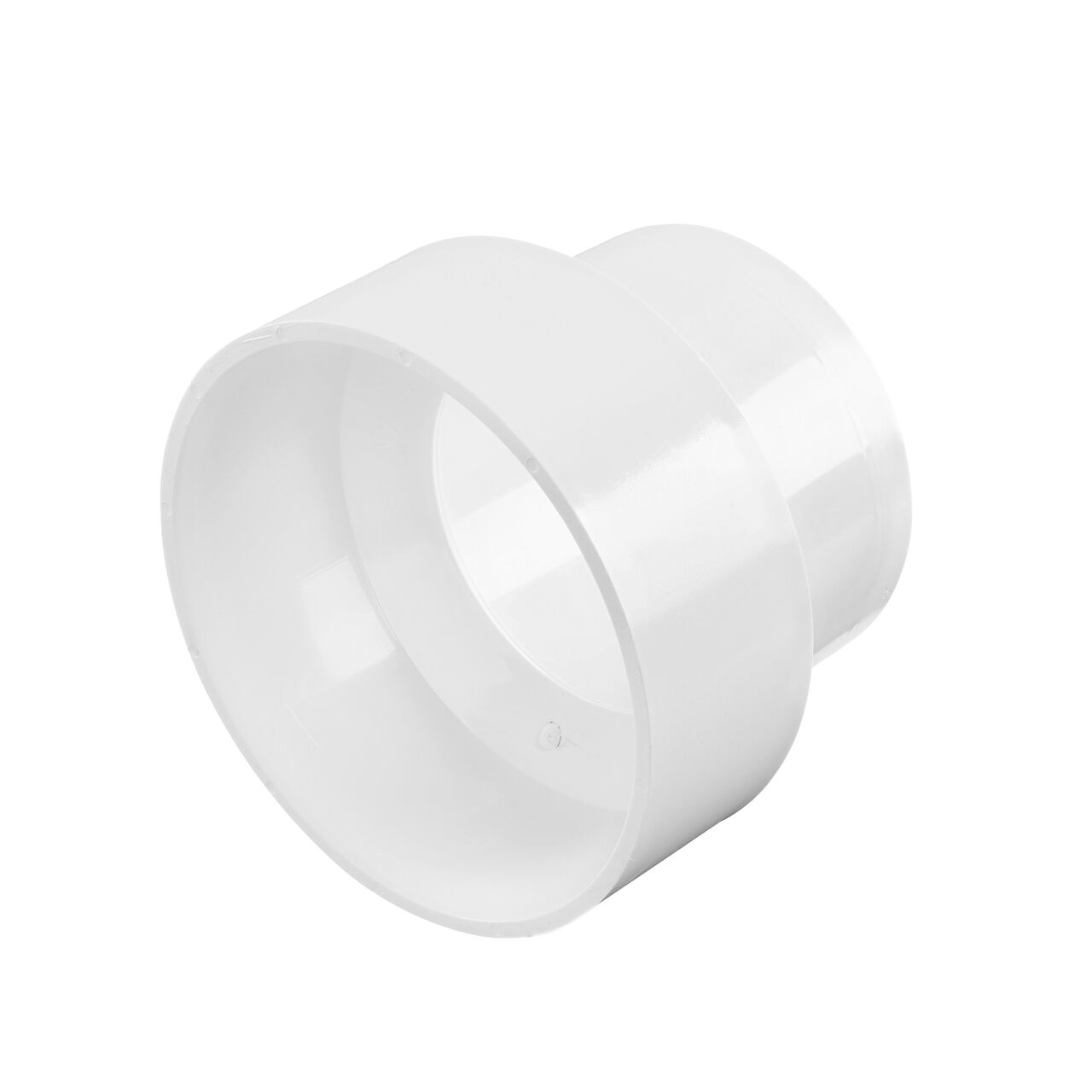 PVC reducer coupling, connects 3 in. Sewer and Drain pipe to 4 in. Sewer and Drain pipe, Hub X Hub connection (NDS 4P07*, NDS 4P07, NDS 407*)