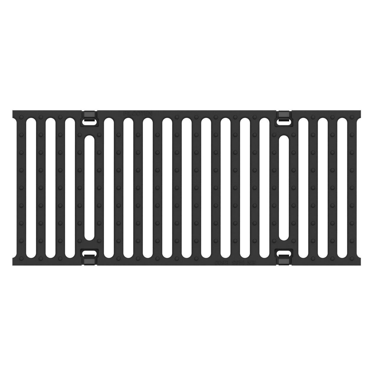 Top Down of entire design of the class E load ductile iron bar design BG-FILCOTEN® 200 Trench Drain Grate (NDS 17020105)