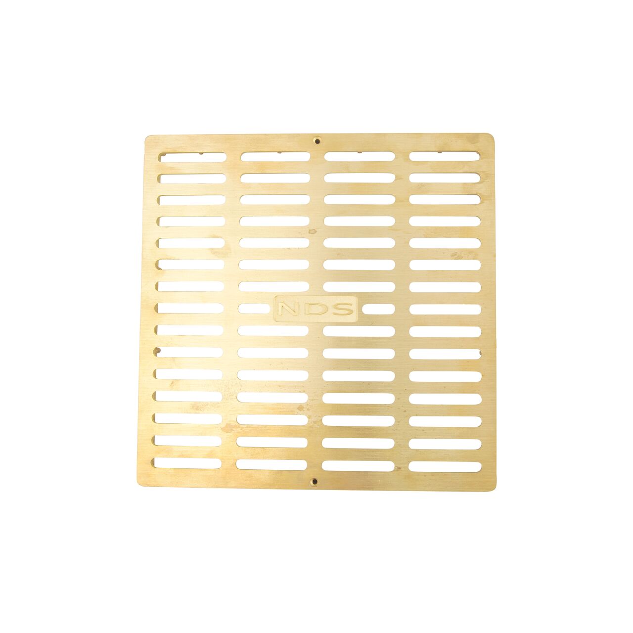 Alternate top down view of NDS 12 in. Square Catch Basin Drain Grate, Brass (NDS 1230B)