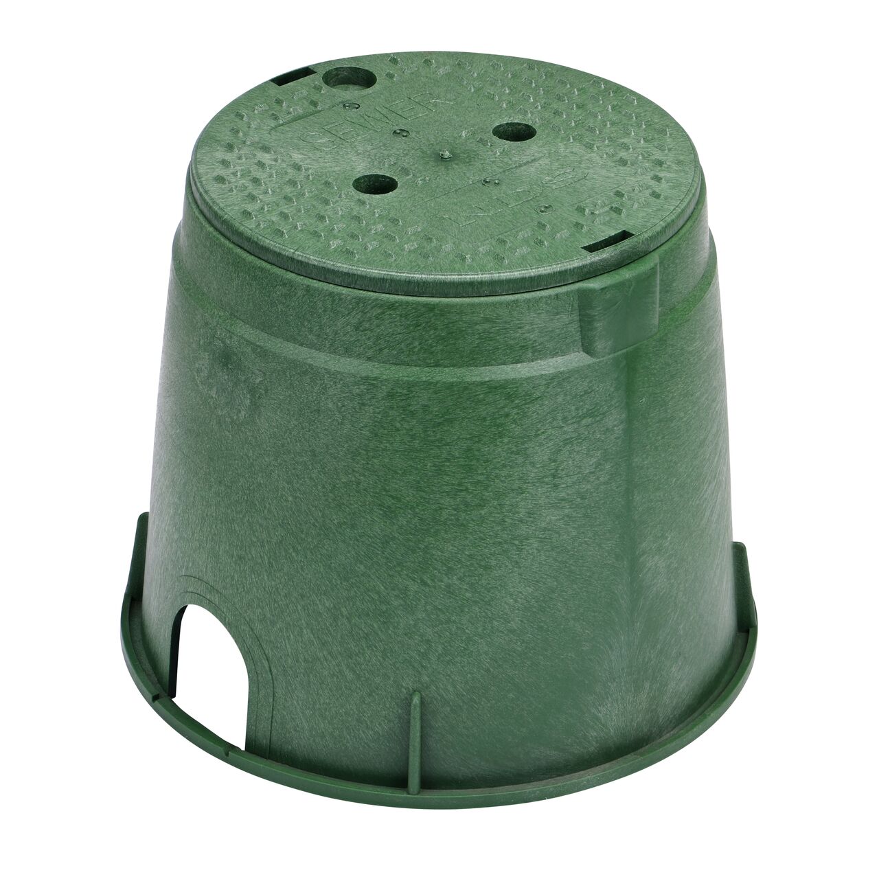 The NDS 10 in. Round Standard Series Valve Box and Cover is an 10 in. Green Black Box and Green Cover with Sewer markings on the lid (NDS 112BCS) protect underground irrigation and sprinkler system components and keep them out of sight