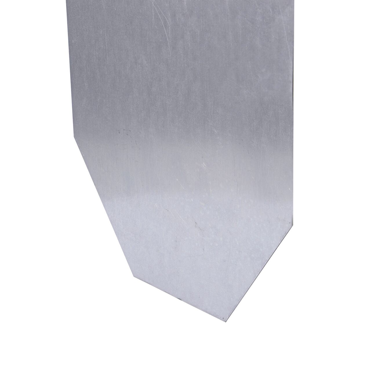 Closeup view of the bottom porton on the galvanized steel BG-FILCOTEN® by NDS® 200 Trench Drain End Cap (NDS 19020215) which stops the flow of water at end of the channel drain